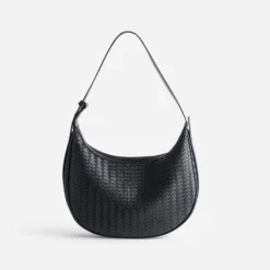 Sac à main noir effet tressé