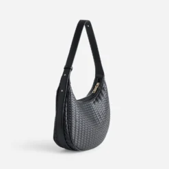 Sac à main noir effet tressé