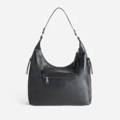 Sac à main noir poche bi-matière