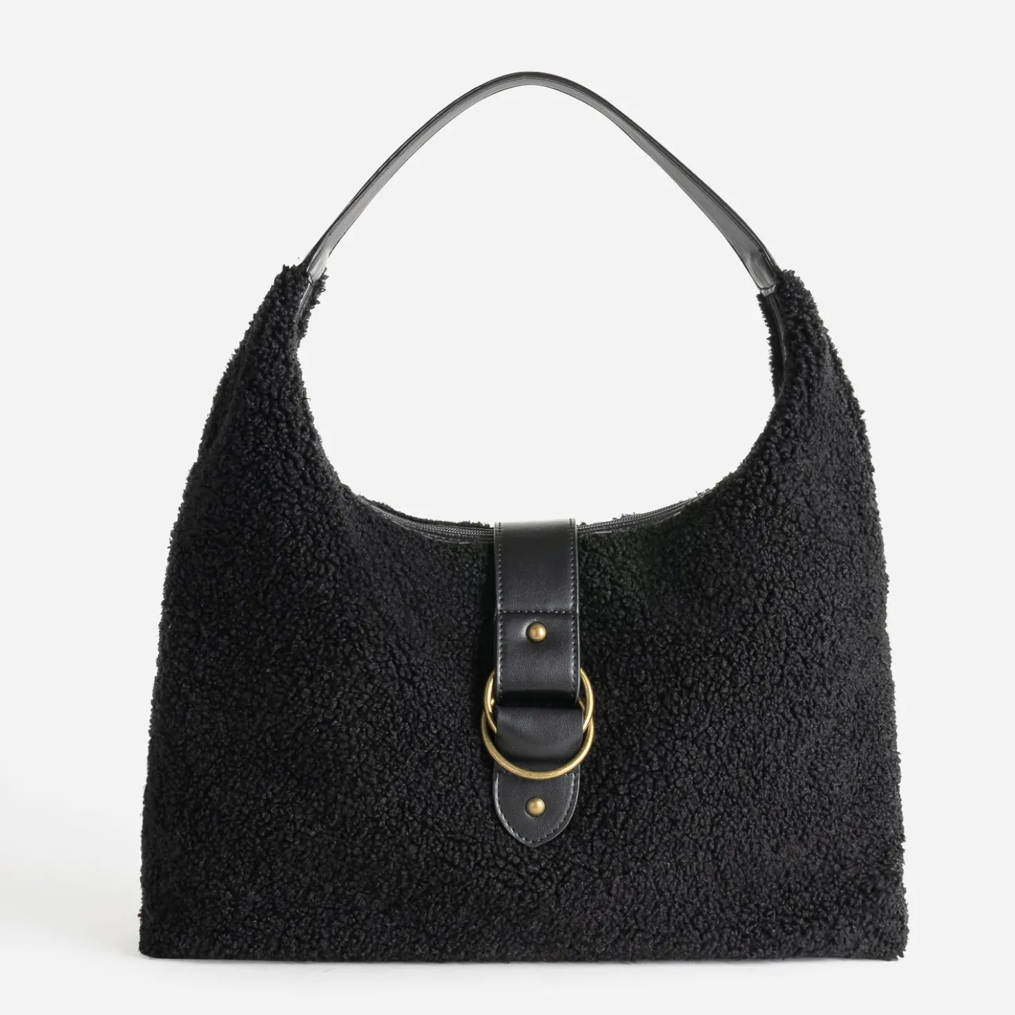 Sac à main noir sherpa