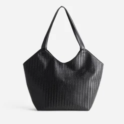 Sac à main noir tressé