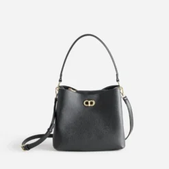 Sac à main noir trois compartiments