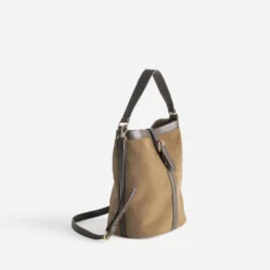 Sac à main taupe suédé et marron