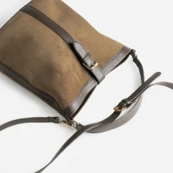 Sac à main taupe suédé et marron