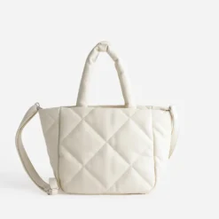 Sac à main TEXTO écru matelassé