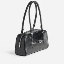 Sac à main TEXTO noir glacé