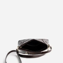 Sac marron embossé effet rayures