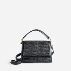 Sac noir bi-matière tressé