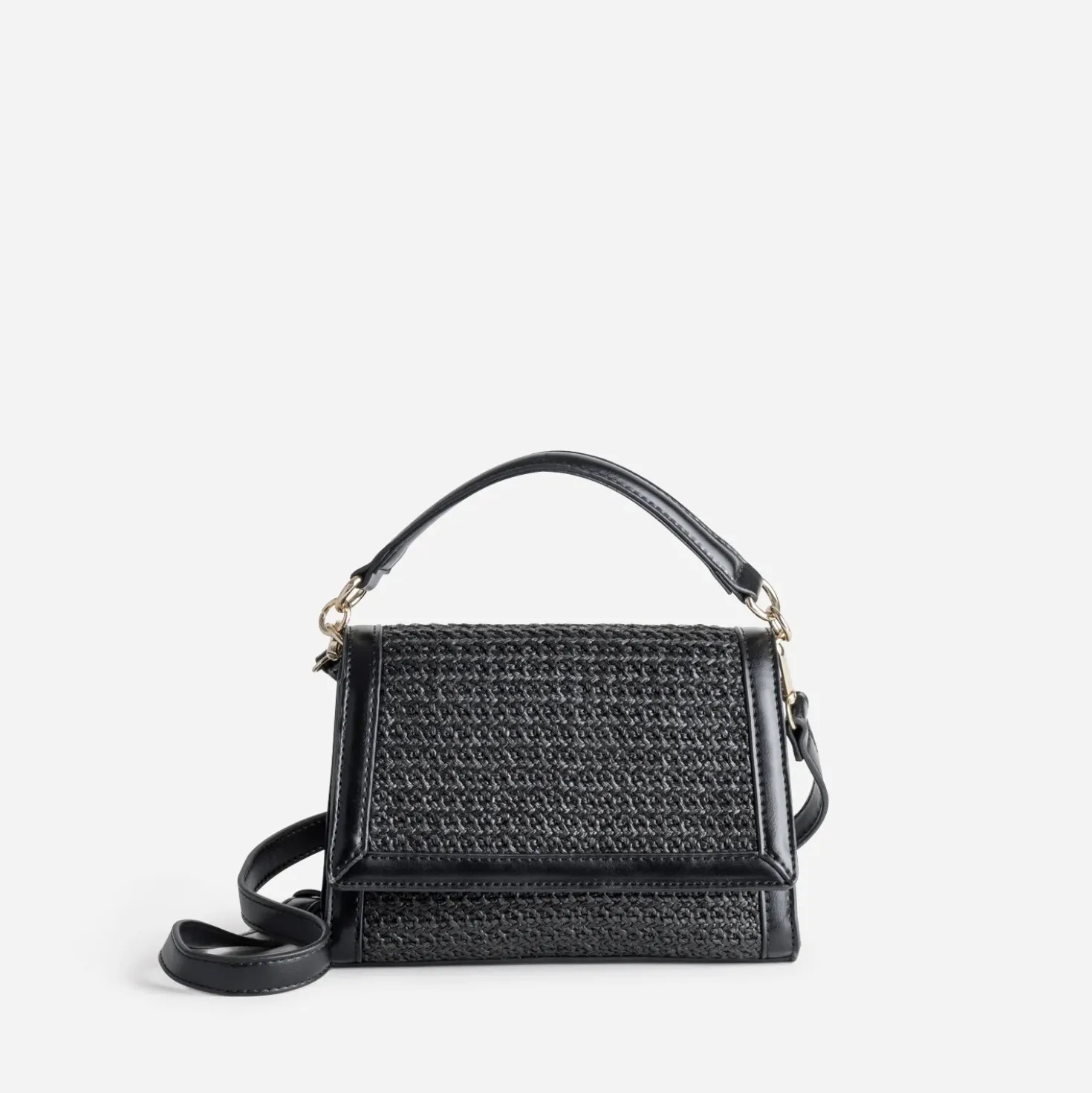 Sac noir bi-matière tressé