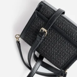 Sac noir bi-matière tressé
