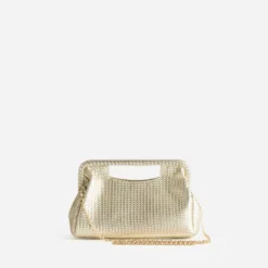 Sac pochette dorée embossage tressé