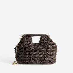 Sac pochette marron tressé