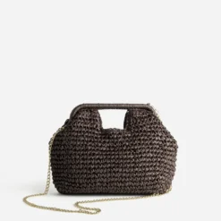 Sac pochette marron tressé