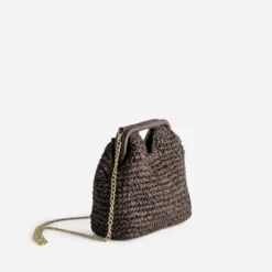 Sac pochette marron tressé