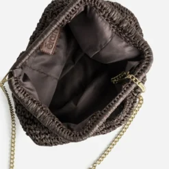 Sac pochette marron tressé