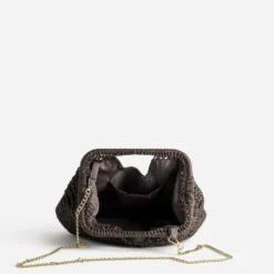 Sac pochette marron tressé