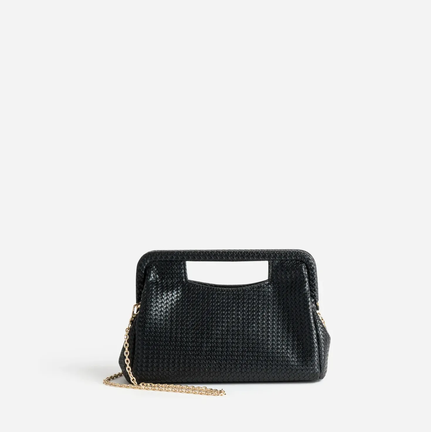 Sac pochette noire embossage tressé