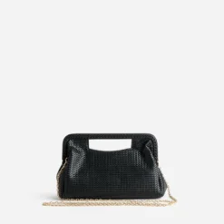 Sac pochette noire embossage tressé