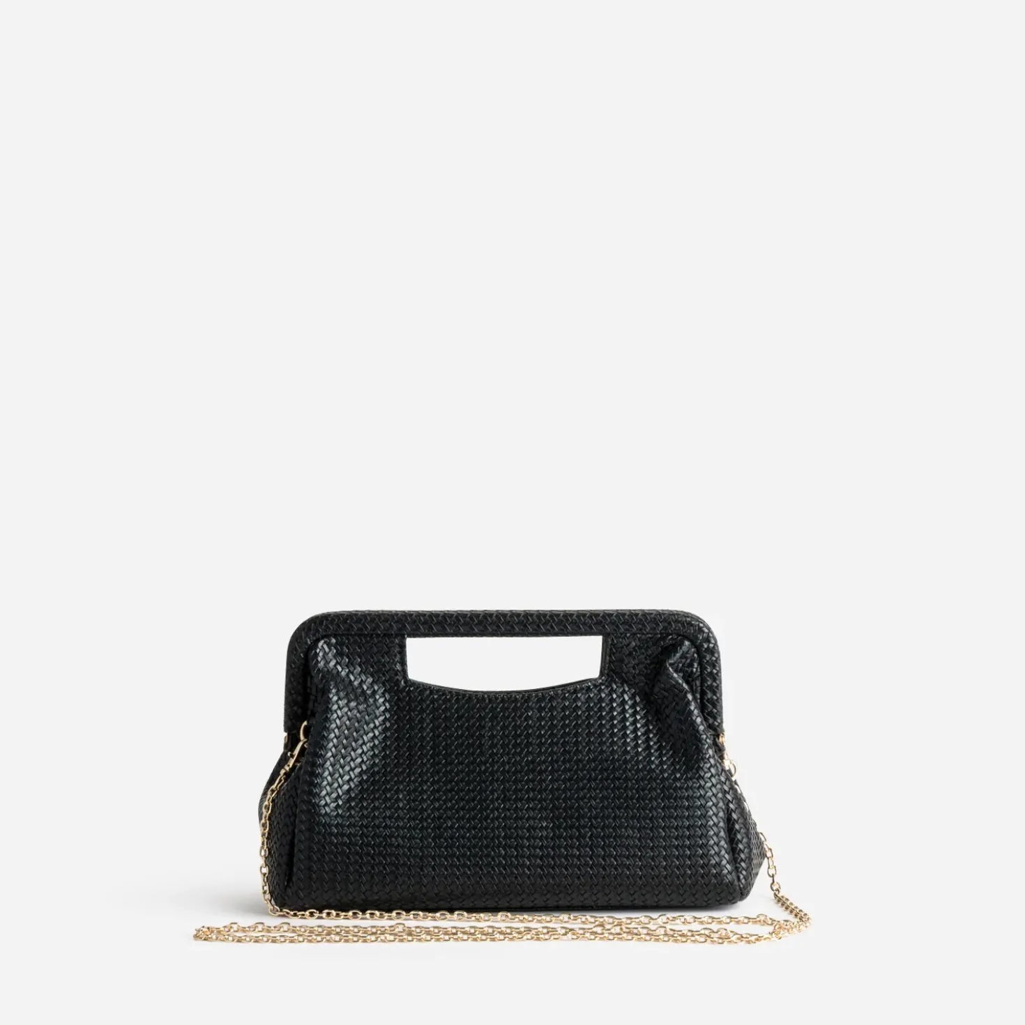 Sac pochette noire embossage tressé