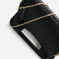 Sac pochette noire embossage tressé
