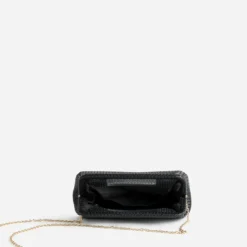 Sac pochette noire embossage tressé