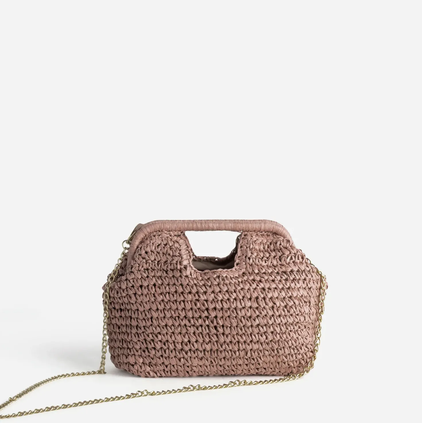 Sac pochette vieux rose tressé