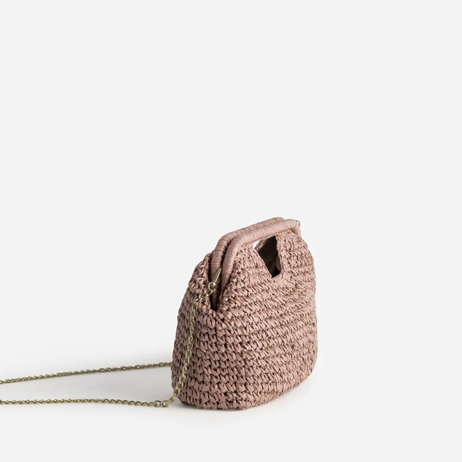 Sac pochette vieux rose tressé