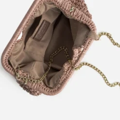 Sac pochette vieux rose tressé
