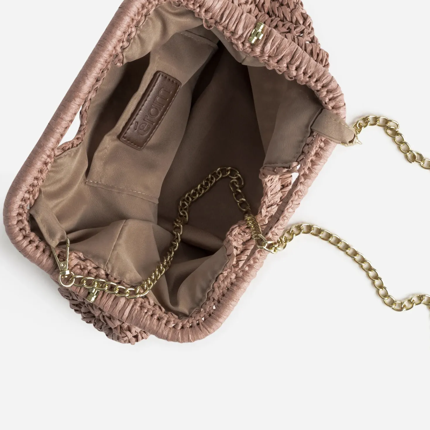 Sac pochette vieux rose tressé