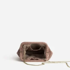 Sac pochette vieux rose tressé