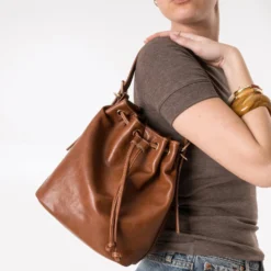 Sac seau cognac