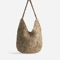 Sac tote-bag beige tressé