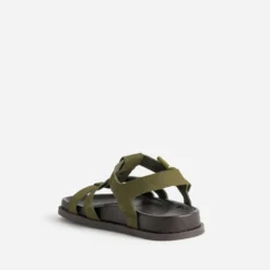 Sandale anatomique kaki cuir velours