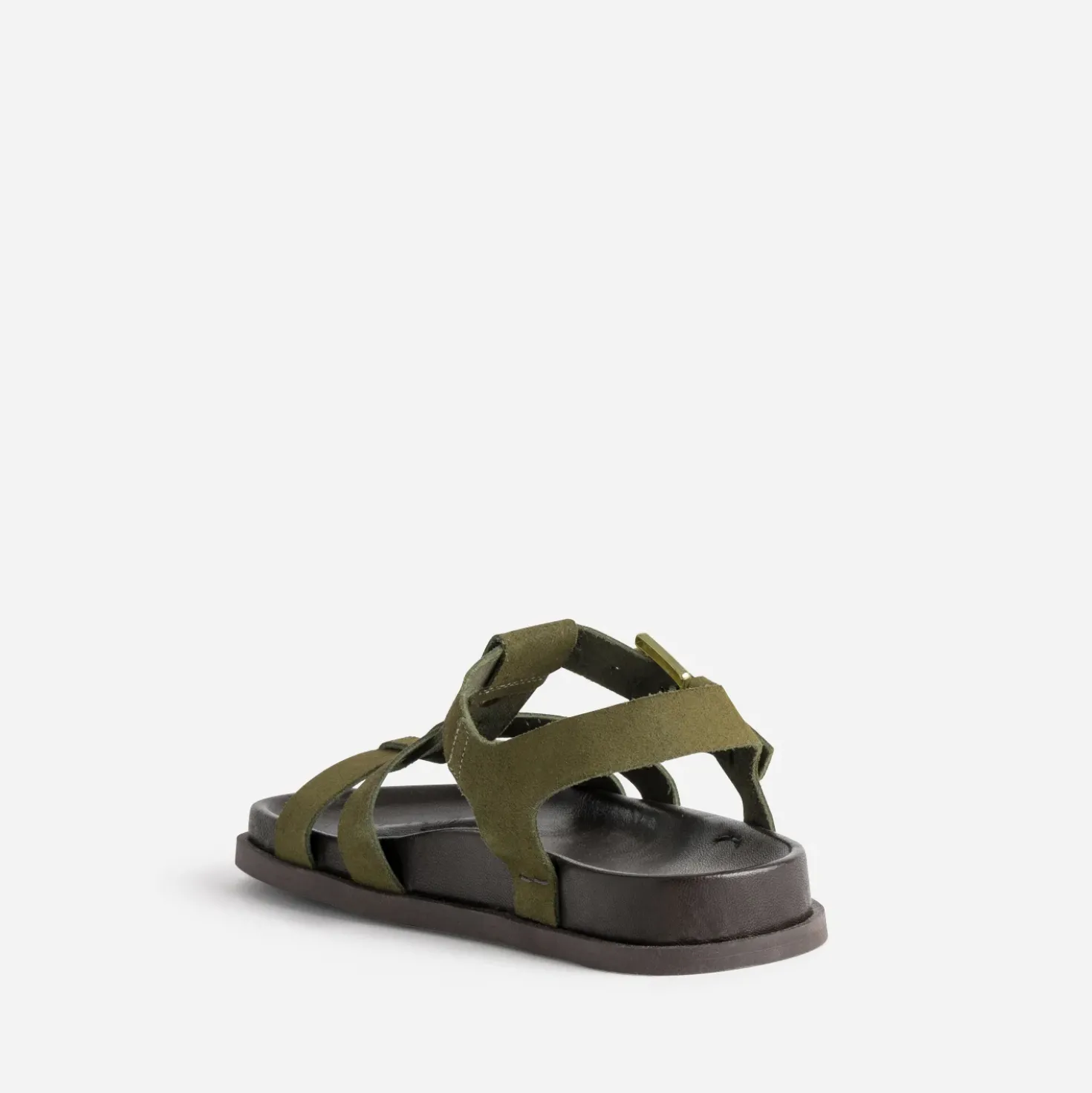 Sandale anatomique kaki cuir velours