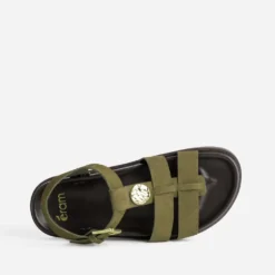 Sandale anatomique kaki cuir velours
