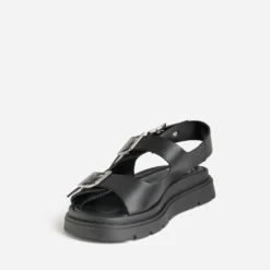 Sandale anatomique noire cuir