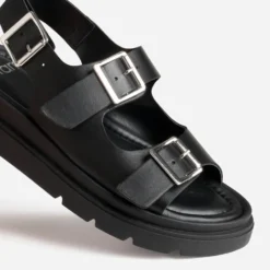 Sandale anatomique noire cuir