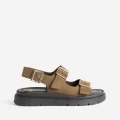 Sandale anatomique taupe cuir velours
