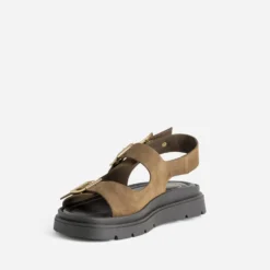 Sandale anatomique taupe cuir velours