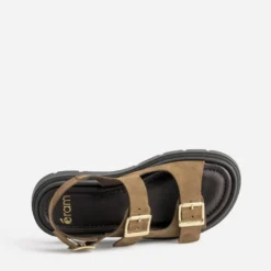 Sandale anatomique taupe cuir velours