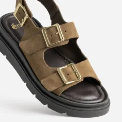 Sandale anatomique taupe cuir velours