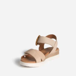 Sandale beige cuir boucle ronde