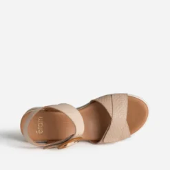 Sandale beige cuir boucle ronde