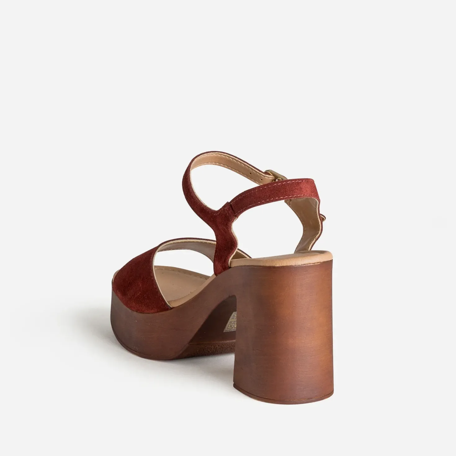 Sandale bordeaux cuir velours à talon