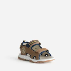 Sandale BUGGY camel et marine à scratchs