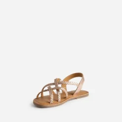 Sandale BUGGY cuivrée en cuir tressé