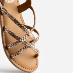 Sandale BUGGY cuivrée en cuir tressé
