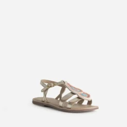 Sandale BUGGY dorée cuir décor amovible