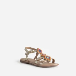 Sandale BUGGY dorée cuir décor amovible