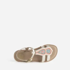 Sandale BUGGY dorée cuir décor amovible